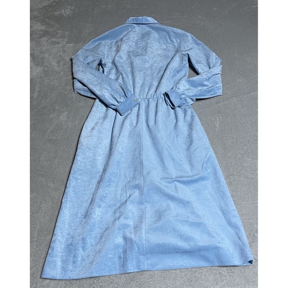 Vintage David Warren Dress Womens 6 Long Sleeve Powder‎ Blue Velvet Modest 70s - Picture 7 of 7